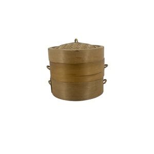 2 Tier 10 Inch Brown Bamboo Steamer Basket